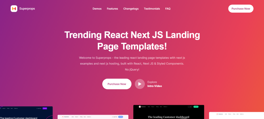 SuperProps v12.0.7 - React Landing Page Templates with Next JS & Gatsby JS