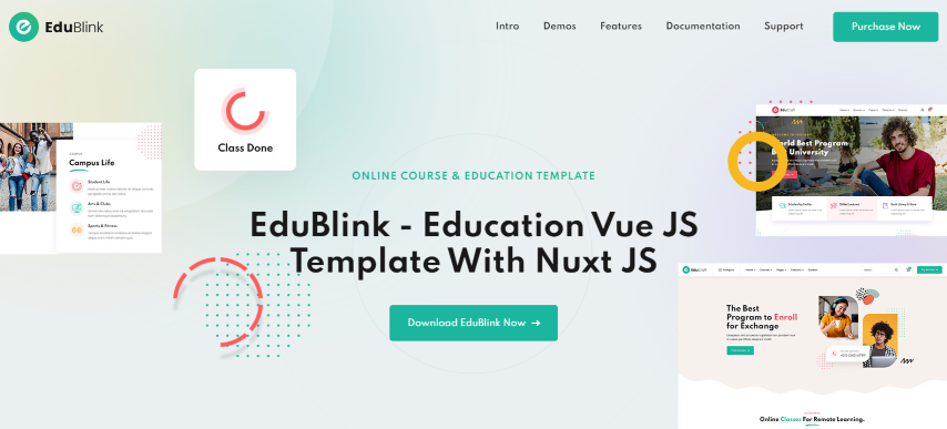 EduBlink v1.0 - Education VueJS Template with NuxtJS