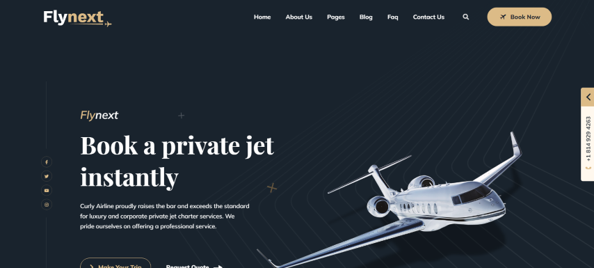 Flynext – Private Airlines Charters HTML Template