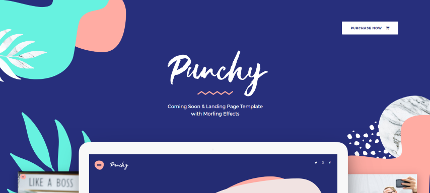 Punchy - Coming Soon and Landing Page Template with Morphing Effects