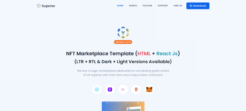 Superex v2.0 - NFT Marketplace (HTML + React Js)