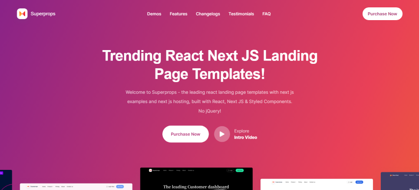 SuperProps v12.0.6 - React Landing Page Templates with Next JS & Gatsby JS