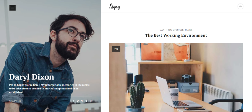 Signy v1.9.1 - A Personal Blog WordPress Theme