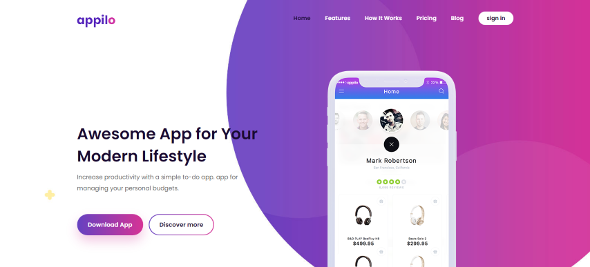 Appilo - App landing page