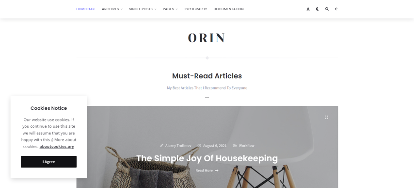 Orin v1.1.2 - Minimal Blog For WordPress