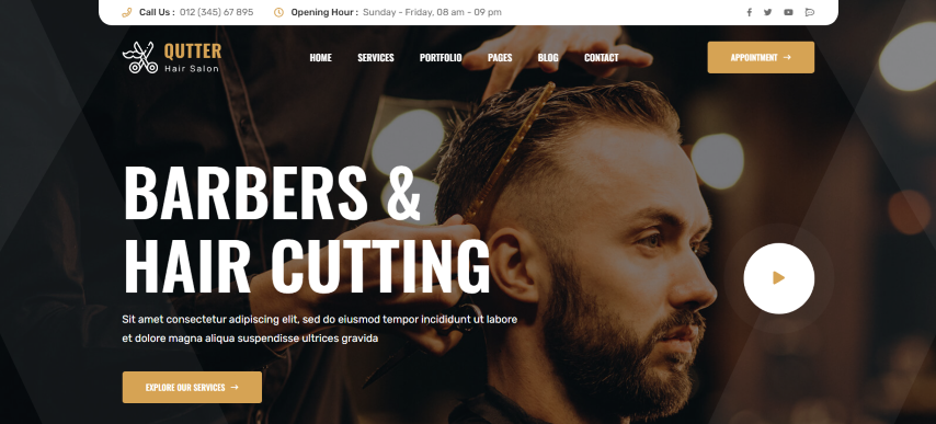 Qutter v1.0 - Barbers & Hair Salons HTML Template