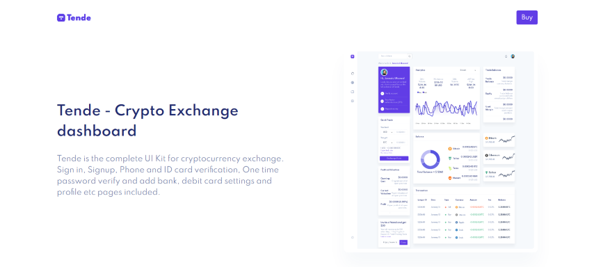 Tende - Cryptocurrency Exchange Dashboard
