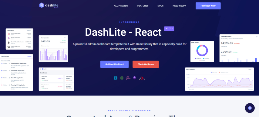 DashLite v1.3.2 - React Admin Dashboard Template
