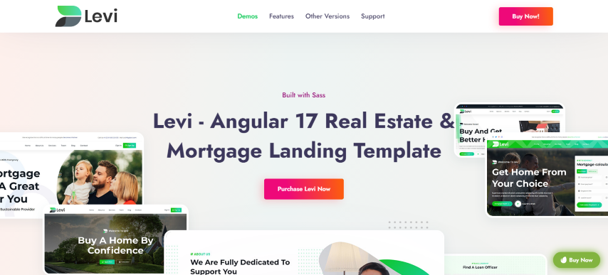 Levi v1.4 - Real Estate Mortgage Landing Angular 14 Template