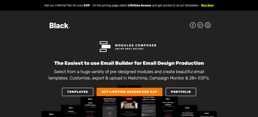 Black v1.0 - Notification & Transactional Email Templates with Online Builder