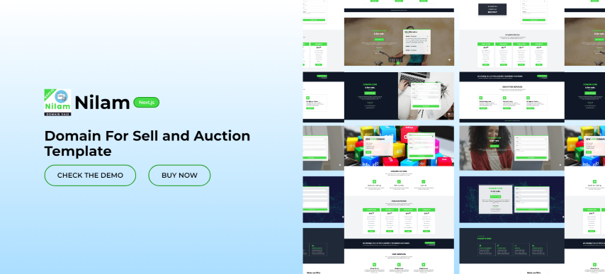 Nilam v1.0 - Domain For Sell and Auction React, Nextjs, TypeScript & Tailwind Template