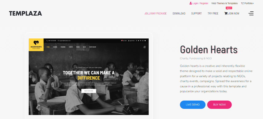 Golden Hearts v1.0 - Fundraising & Charity Joomla 4 Template