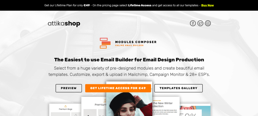 Attika v1.0 - E-commerce Responsive Email for Fashion & Accessories with Online Builder
