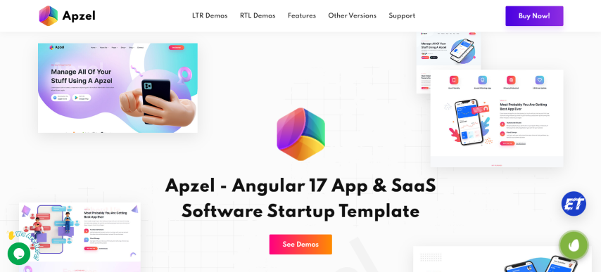 Apzel - Angular 13 App & SaaS Software Startup Template