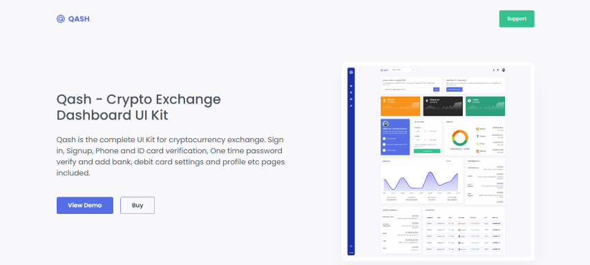 Qash - Cryptocurrency Exchange Dashboard HTML Template + Light and Dark