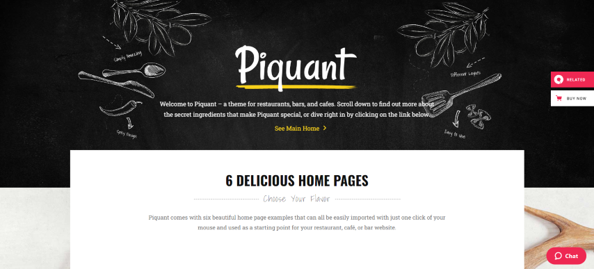 Piquant v2.0 - A Restaurant, Bar and Café Theme