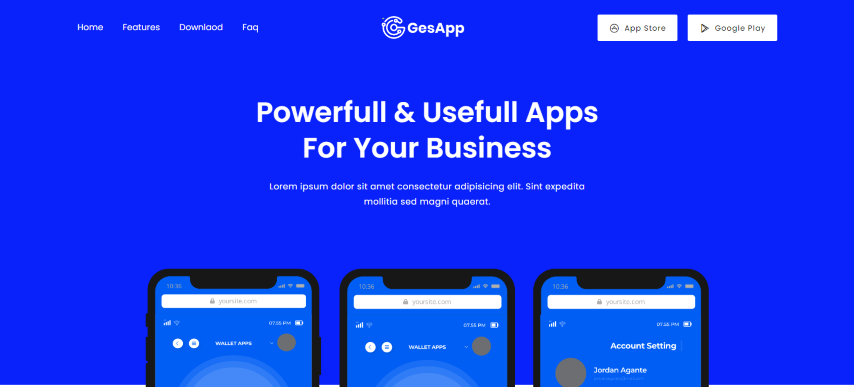 GesApp - App Landing Page Template