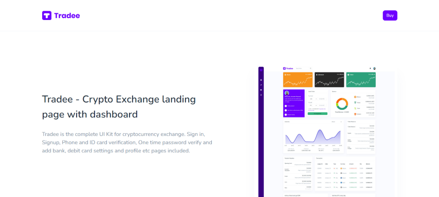 Tradee - Cryptocurrency Exchange HTML Template + Dashboard