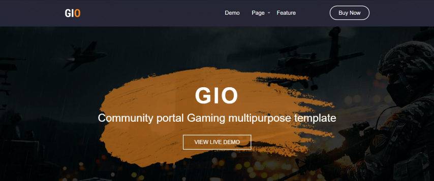 GIO - Gaming Community Forum With Team Tournament Shooter Clan Adventure and Zombie Game Template