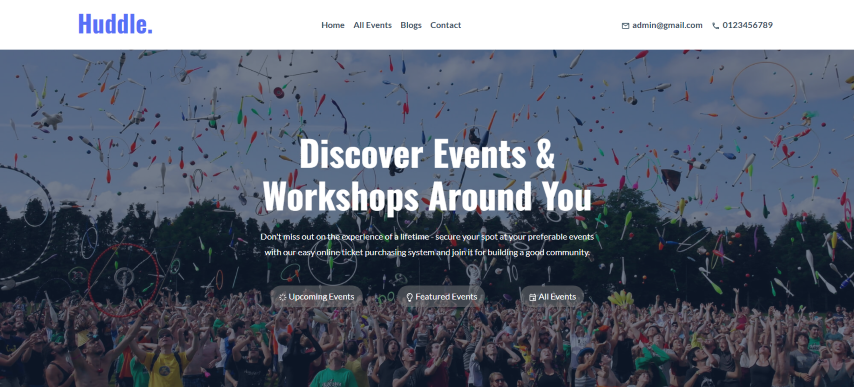 Huddle - Event booking & Ticketing NEXT.JS, Strapi app