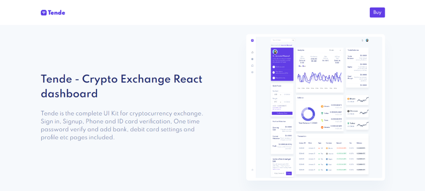 Tende - Cryptocurrency Exchange React Dashboard