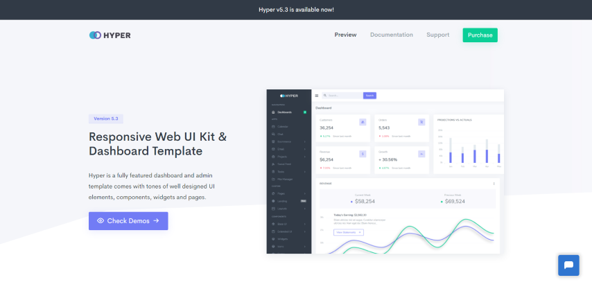 Hyper v5.1 - Responsive Web UI Kit & Dashboard Template