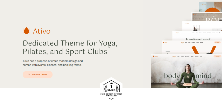 Ativo v5.7 - Pilates Yoga WordPress Theme