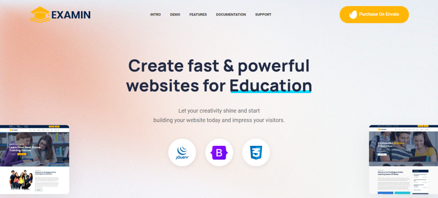 Examin v1.5 - Education and LMS Template