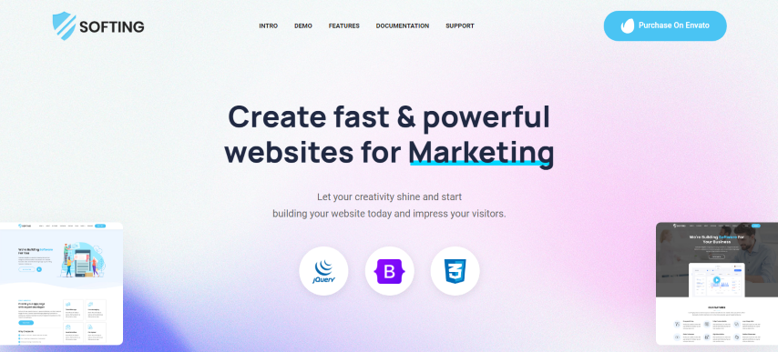 Softing v1.7 - Software Landing Page