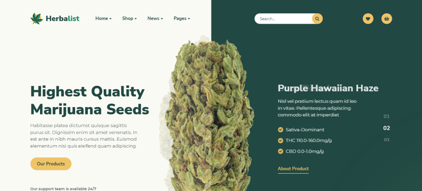 Herbalist v1.0 – Medical Marijuana Store Website Template