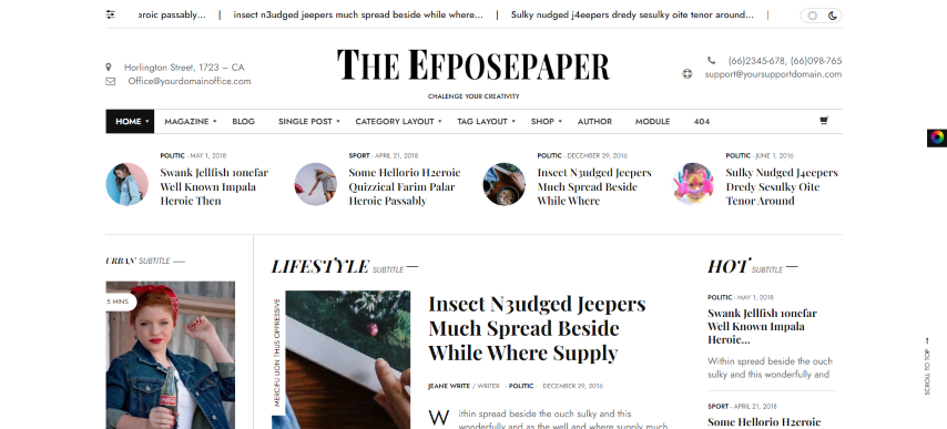 Efpose v1.8 – Multipurpose Blog and Newspaper Theme
