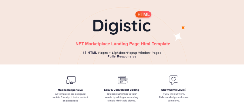 Digistic v1.0 - NFT Marketplace Landing Page Html Template