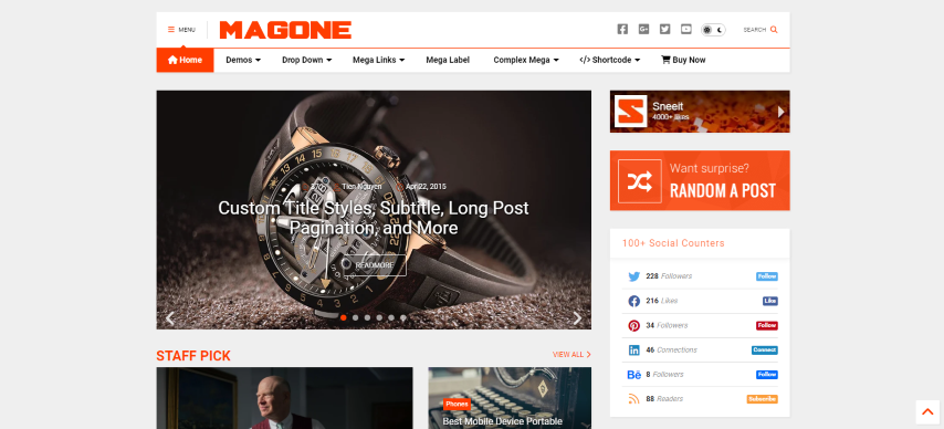 MagOne v6.9.6.3 - Responsive News & Magazine Blogger Template