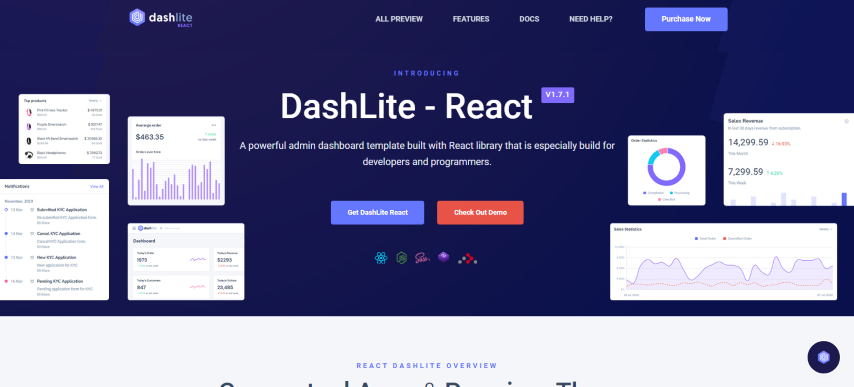 DashLite v1.5.0 - React Admin Dashboard Template
