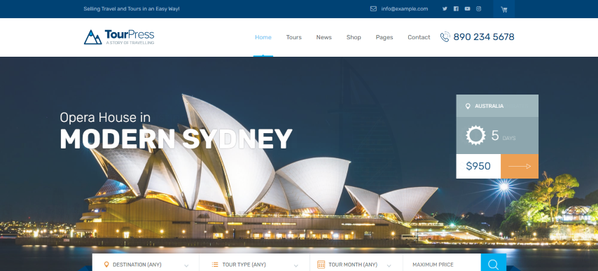 TourPress v1.2.2 - Travel Booking WordPress Theme