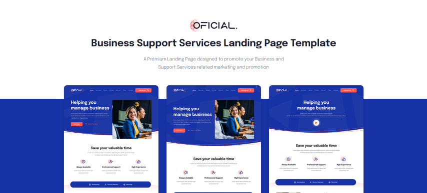 Oficial v1.0 - Business Support Services HTML Landing Page Template