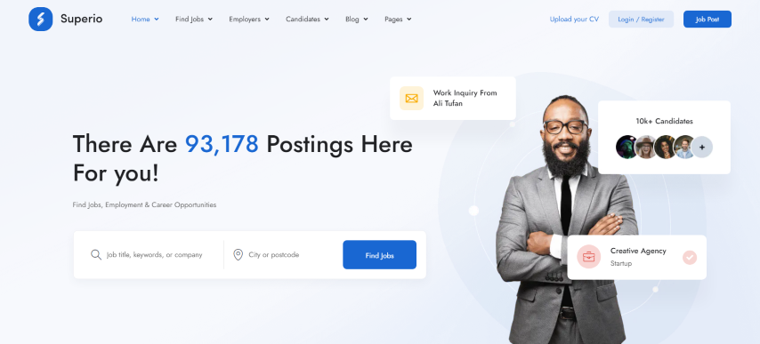 Superio v1.9 – Job Portal & Job Board React NextJS Template