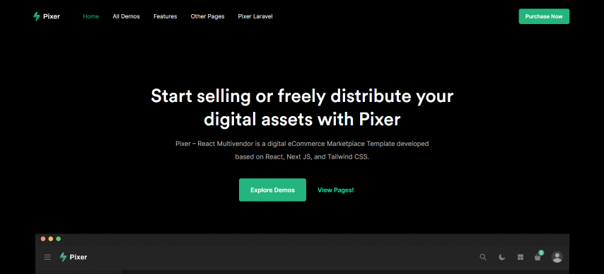 Pixer v4.1.0 - React Multivendor Digital Marketplace Template