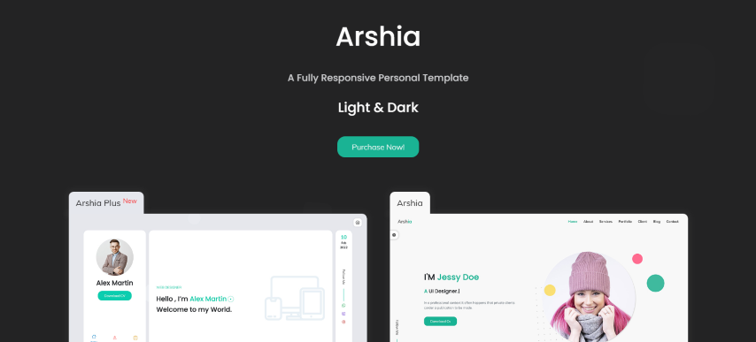 Arshia v4.0 - Personal, portfolio, vCard and resume template