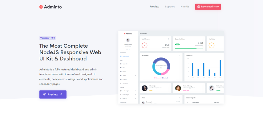 Adminto - NodeJS Admin & Dashboard Template