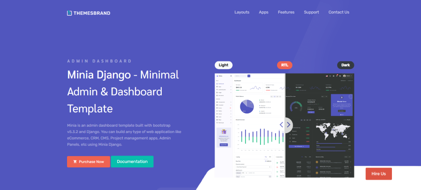 Minia v2.0.0 - Django Admin & Dashboard Template