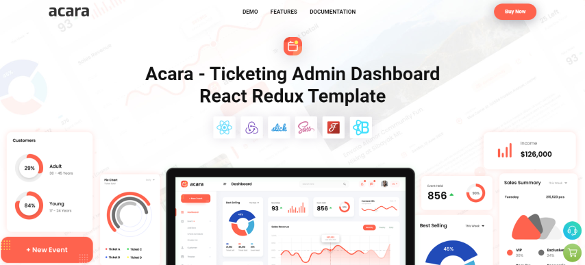 Acara v1.3 - Ticketing Admin Dashboard React Template