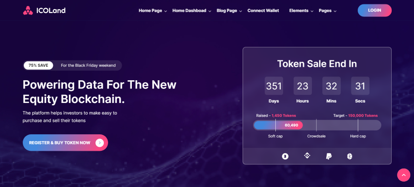 ICOLand - ICO landing page & ICO Crypto Vue Js Template