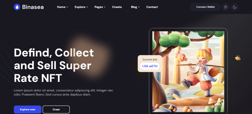 Binasea - NFT Marketplace React Template
