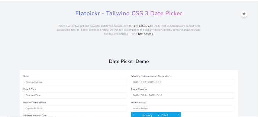 Flatpickr - Tailwind CSS 3 Date Picker