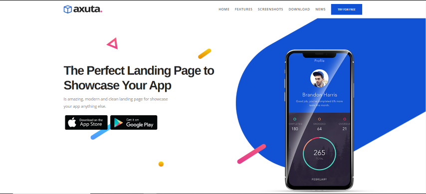 Axuta - App Landing Page Template