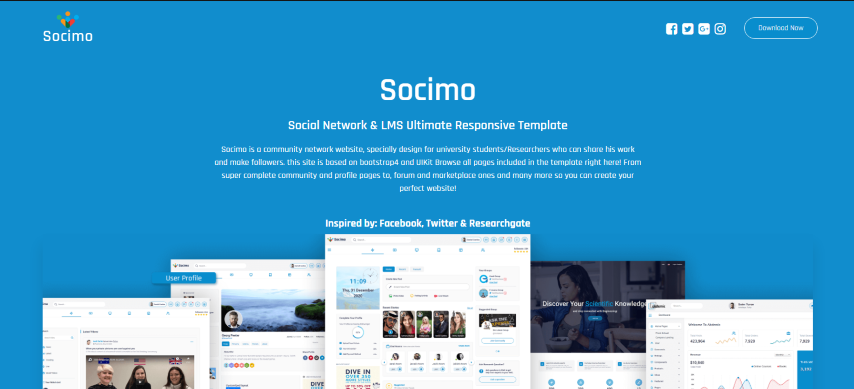 Socimo - Social Online Community Network & LMS Ecommerce Template