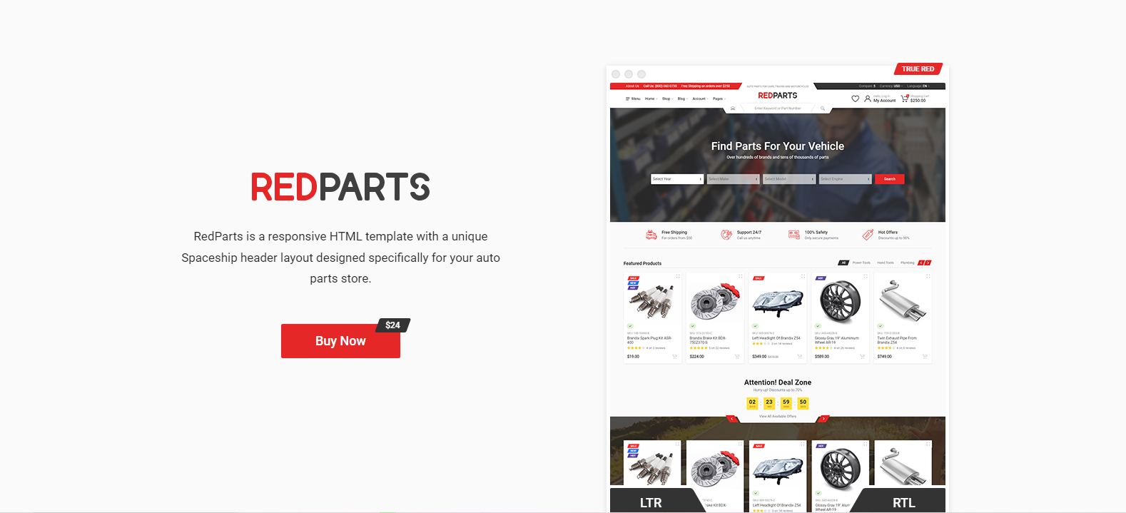 RedParts v1.3.1 - Auto Parts HTML Template