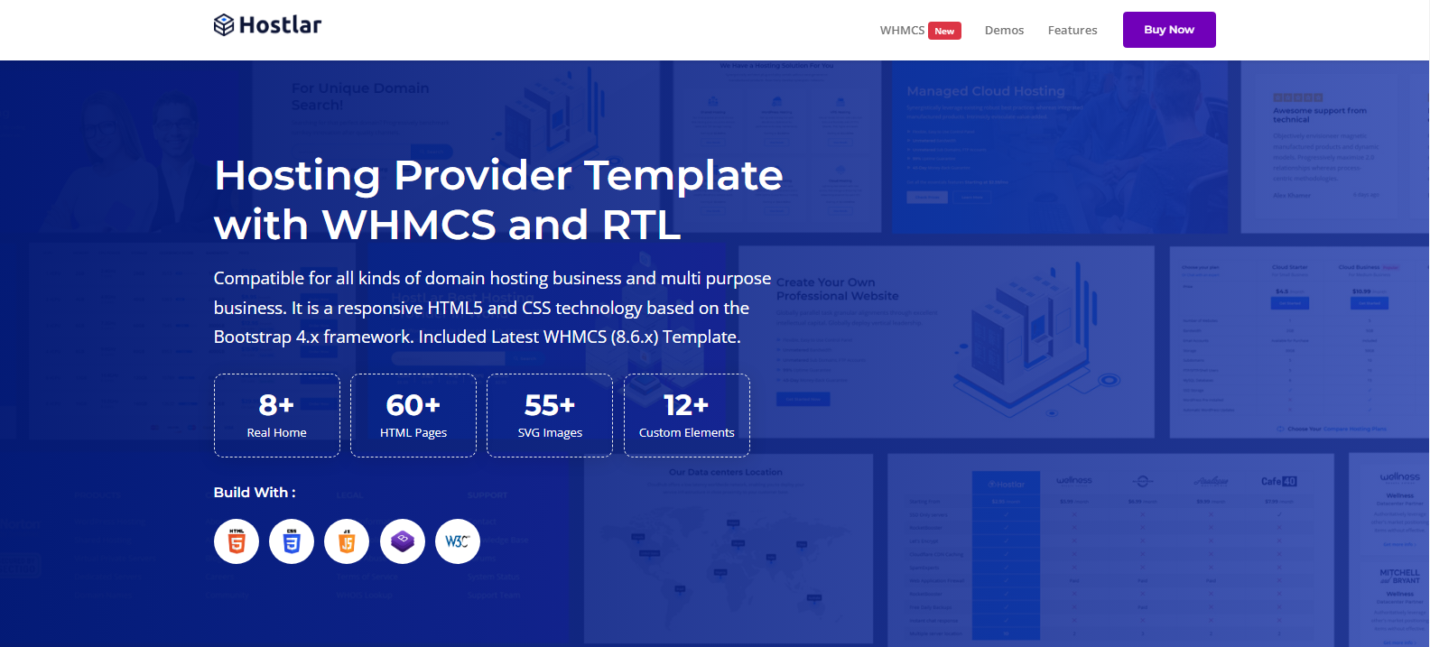 Hostlar v9.7.0 - Domain Hosting Provider HTML Template with WHMCS and RTL