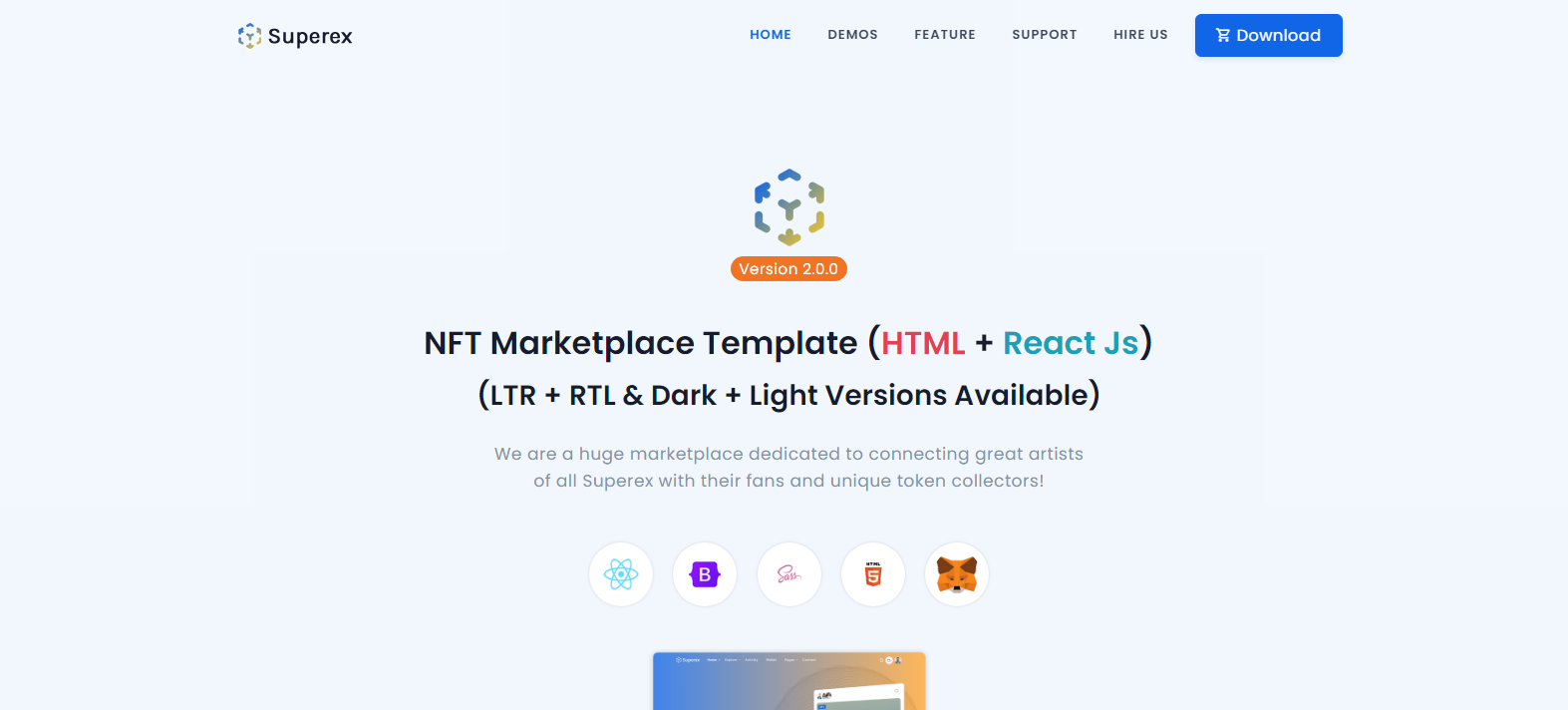 Superex v2.0 - NFT Marketplace (HTML + React Js)